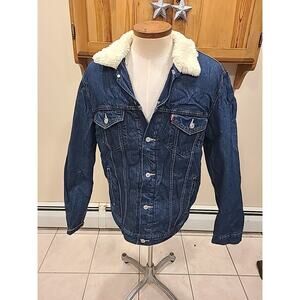 LEVIS Vintage Standard Trucker Sherpa Lined Denim Jacket Men’s SIZE XL